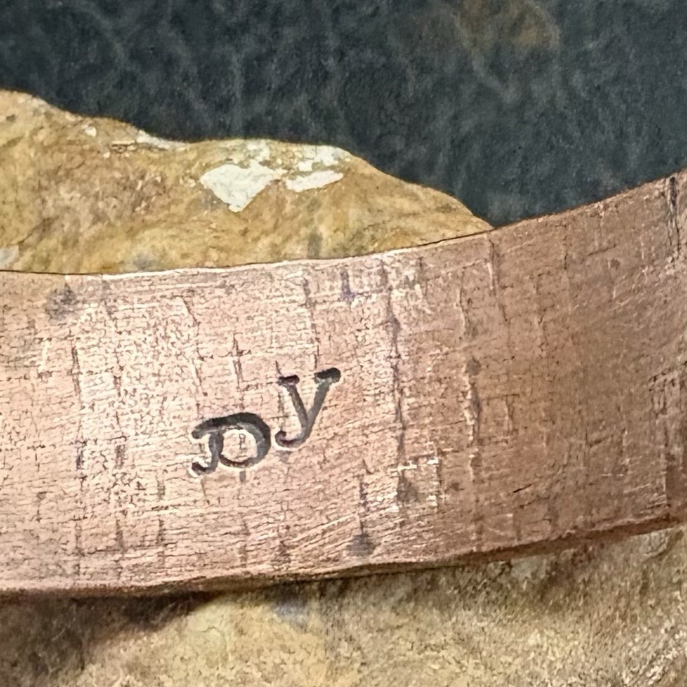 Pure Copper Handmade Thin Slim Cuff Bracelet Men's Hammered Bare Finish - Picture 7 of 8